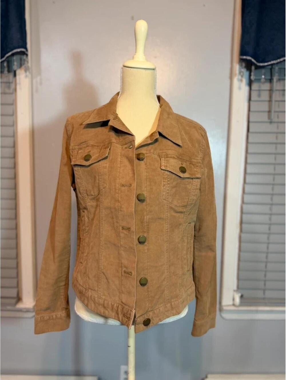 Gap 1969 Corduroy Jacket Womens L Tan Brown Trucker Stretch Classic
